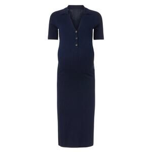 Ripe Maddy Knit Polo Maternity Dress in Navy, Size M